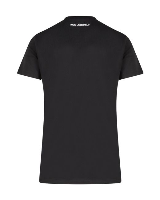 Karl Lagerfeld Black Organic Cotton T-Shirt With Front Karl Print