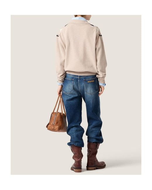 Miu Miu Natural Cashmere Polo Sweater