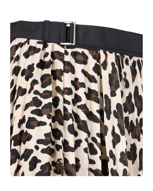 Sacai Leopard Print Skirt in White | Lyst