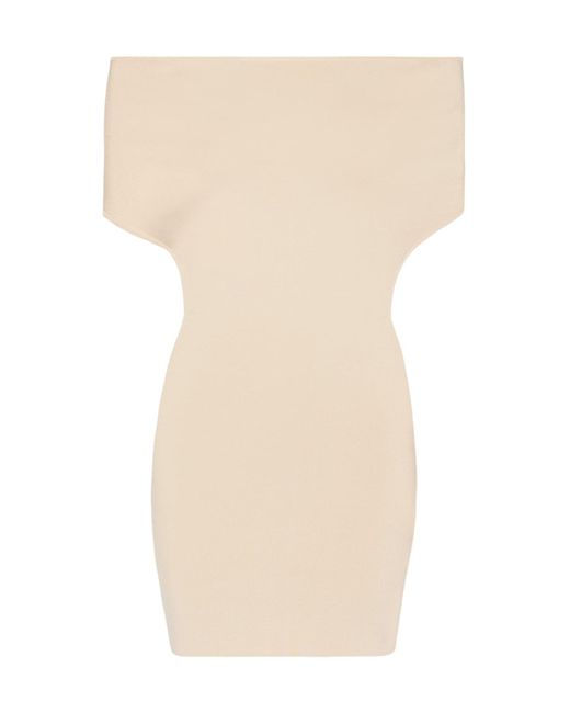 Jacquemus Natural La Robe Cubista Off-Shoulder Dress