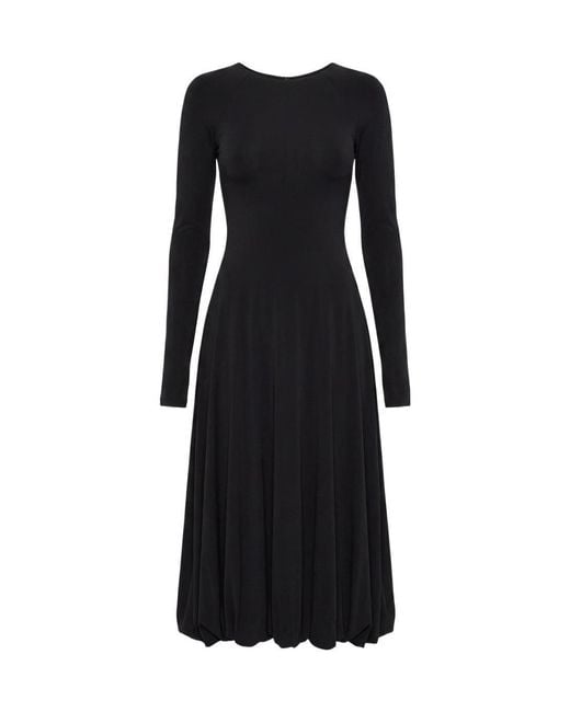 Jil Sander Black Open Back Flared Midi Dress