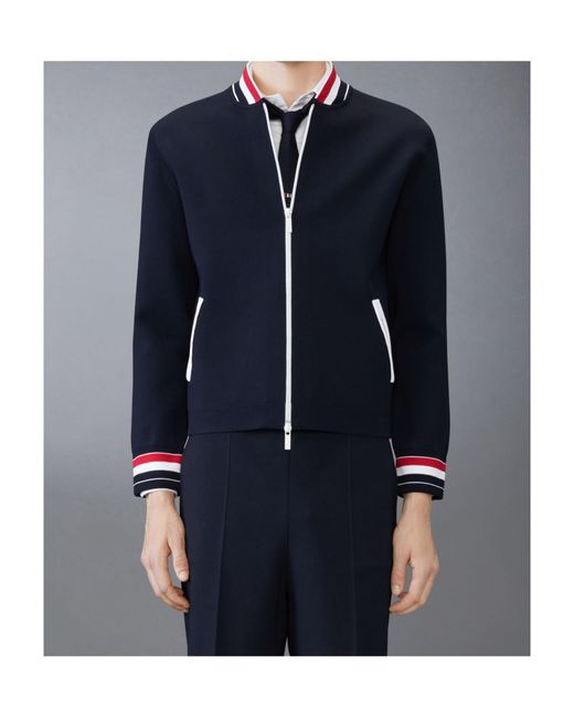 Thom Browne Blue Rwb-Stripe Bomber Jacket for men