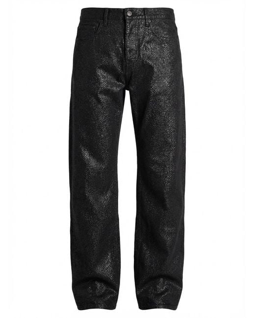 Gucci Black Printed Cotton Denim Pants for men