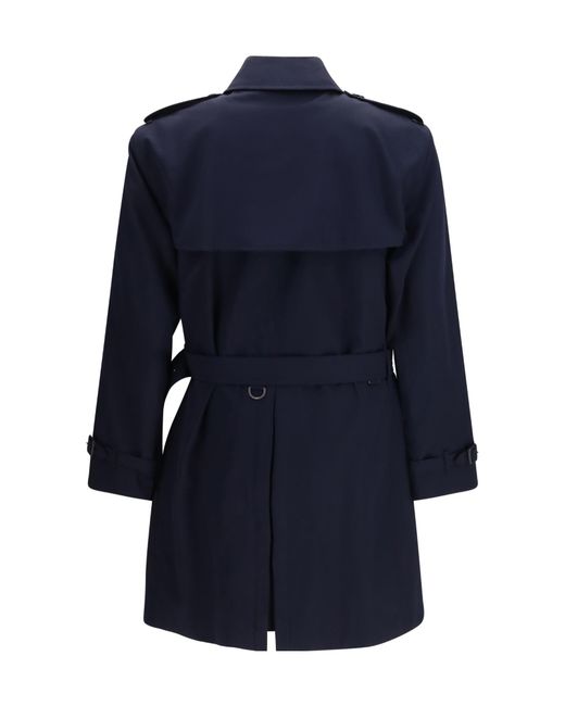 Burberry Blue Double-Breasted Belted Trench Coat for men