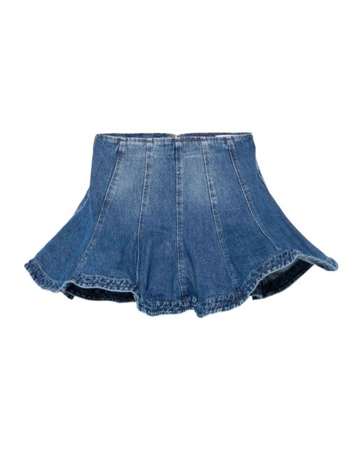 MSGM Blue Wired-Hem Flared Mini Skirt