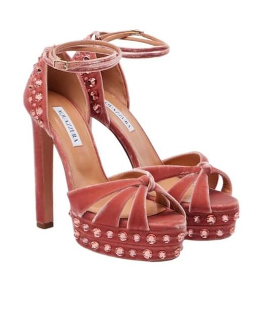 Aquazzura Red Velvet High-Heel Sandals
