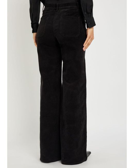 Nili Lotan Black Florence Flared-Leg Corduroy Trousers