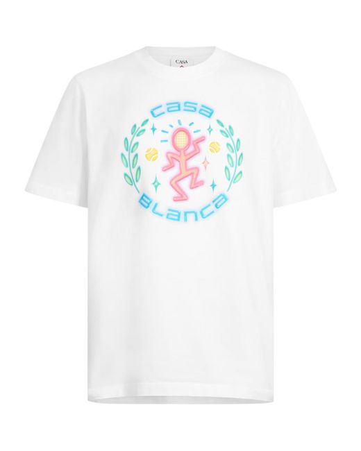 Casablanca White Logo Print T-Shirt for men