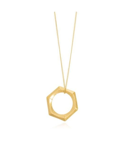 AllSaints Metallic Hexagon Pendant Necklace