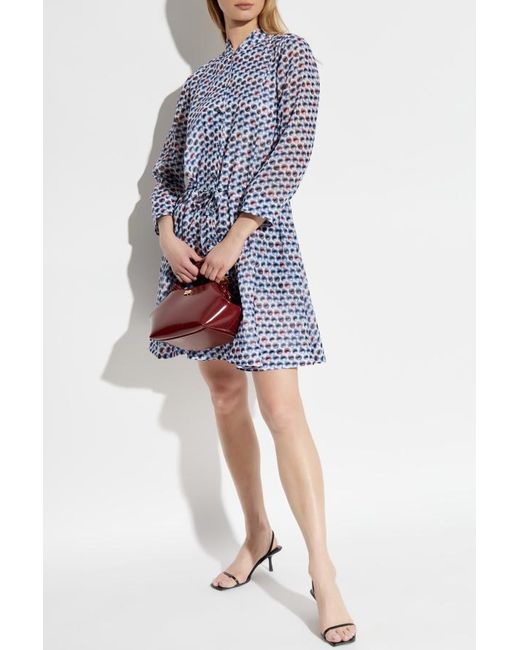 Tory Burch Blue Printed Mini Shirt Dress