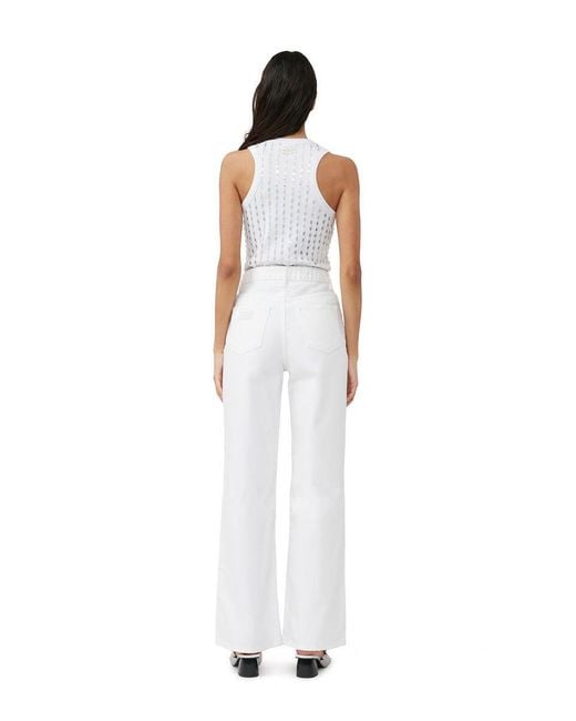 Ganni White Embellished Sleeveless Tank Top