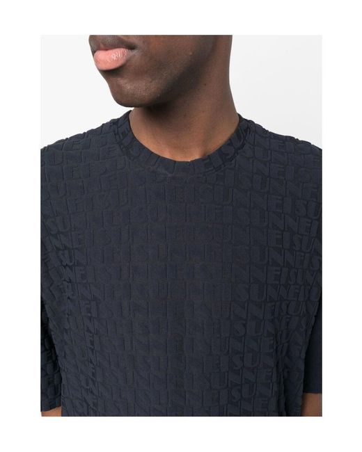 Sunnei Blue Logo Embossed Crewneck T-Shirt for men