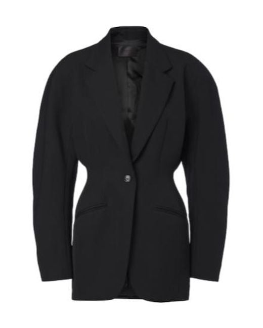 Mugler Black Virgin Wool Grain De Poudre Blazer