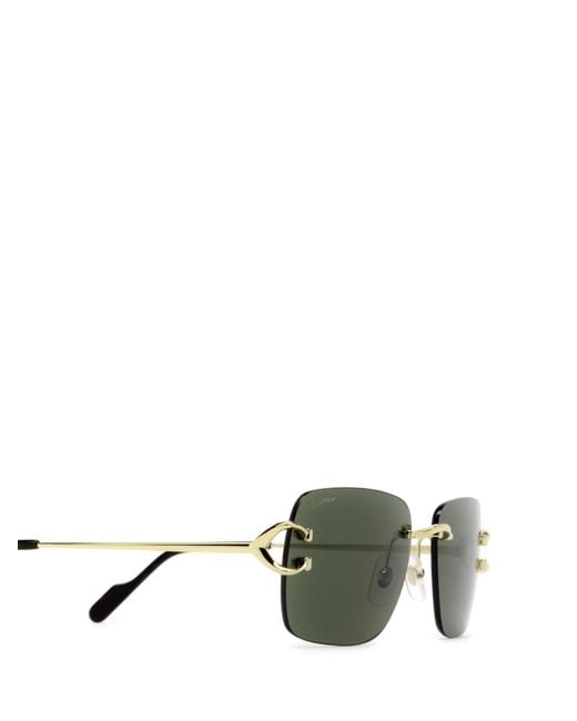 Cartier Green Rectangular Frame Sunglasses for men