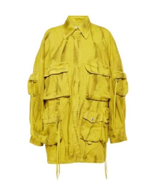 The Attico Yellow Fern Cotton Biker Jacket