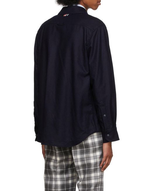 Thom Browne Blue 4-Bar Shirt Jacket for men