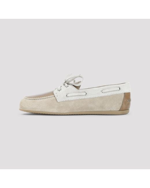 Miu Miu White Lace-Up Boat Flat Shoes