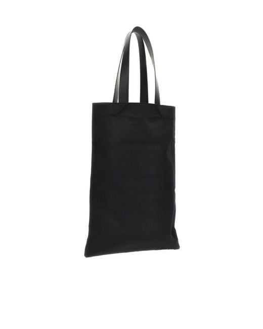 Jil Sander Black Logo-Print Large Open Top Tote Bag