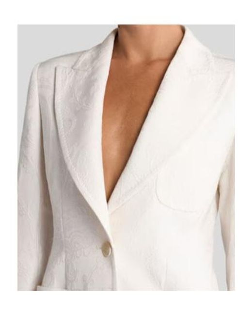 Etro White Paisley Embroidered Blazer