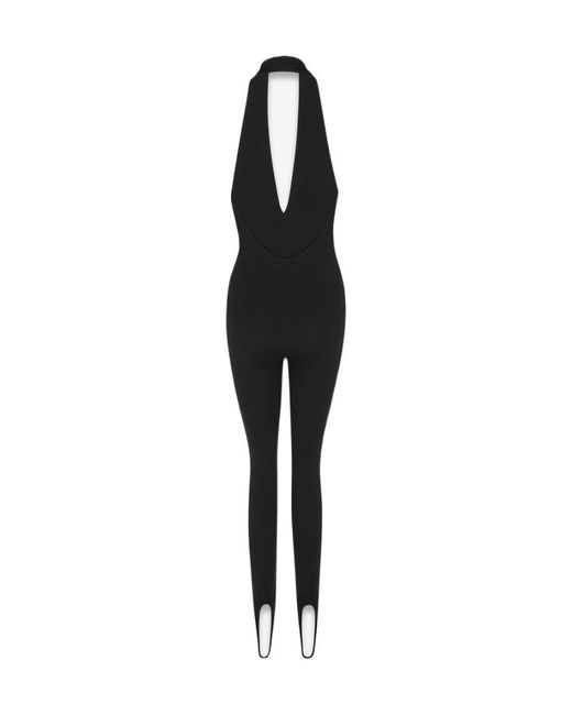 Saint Laurent Black Halterneck Open-Back Sleeveless Jumpsuit