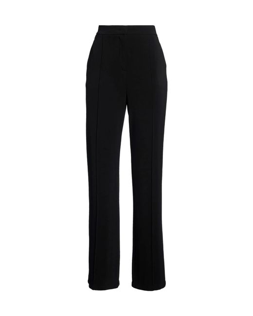 Max Mara Black Solid Stretch Wide-Leg Pants
