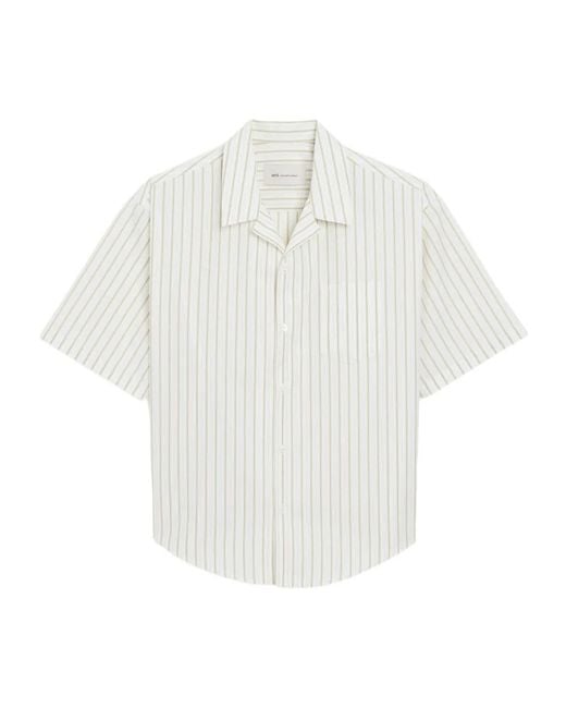 AMI White Striped Short-Sleeved Shirt for men