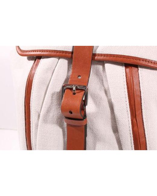 Brunello Cucinelli Red Leather Trim Backpack for men