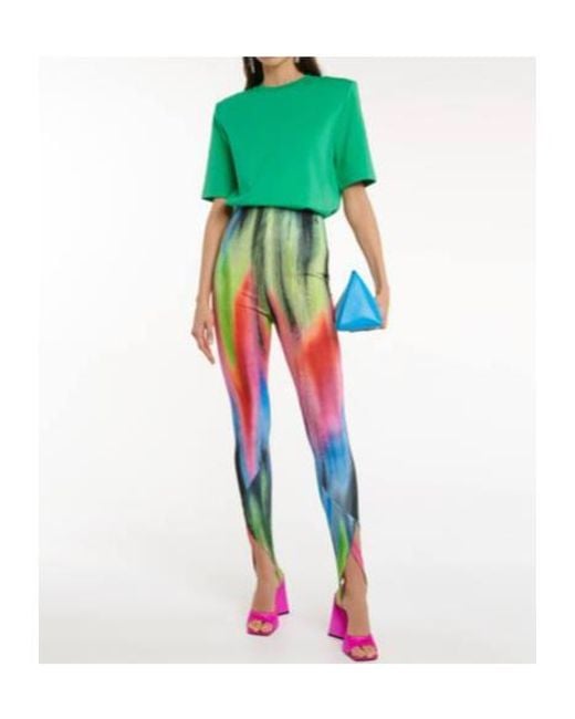 The Attico Blue Jamie High-Rise Stirrup Leggings