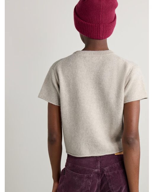 The Elder Statesman White Short-Sleeved Cashmere Sweater
