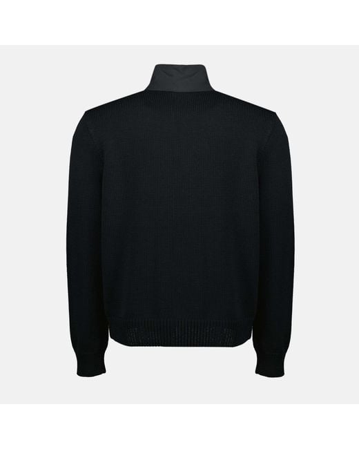 Moncler Black Matt Effect Zipped Cardigan for men