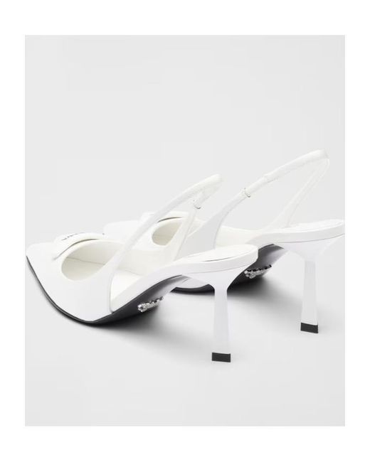 Prada White Pointed-Toe Slingback Pumps