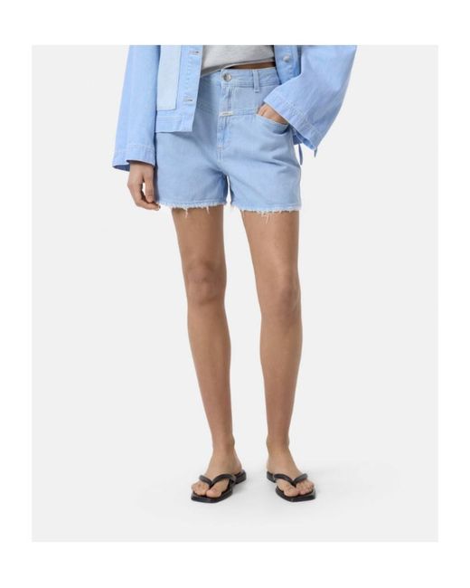 Closed Blue Jocy-X Frayed Denim Shorts