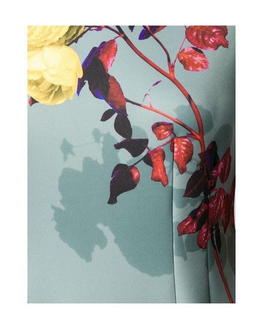 Dries Van Noten Blue Floral Print Dress