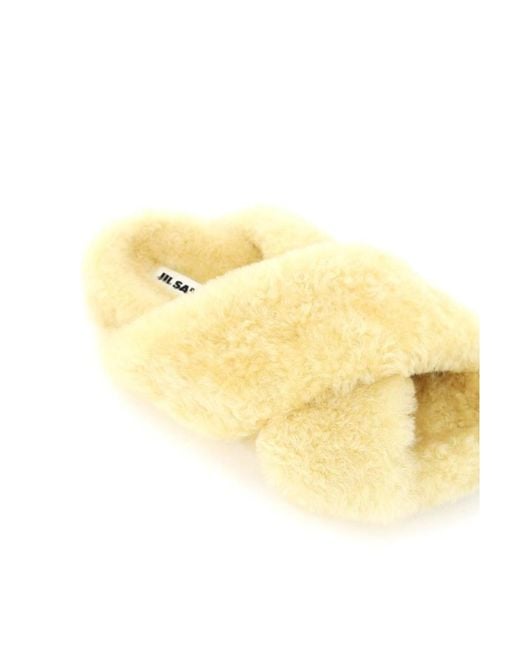 Jil Sander Yellow Plush Slippers