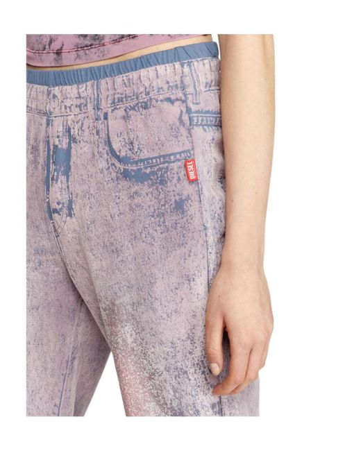 DIESEL Purple P-Nerv Wide-Leg Trousers