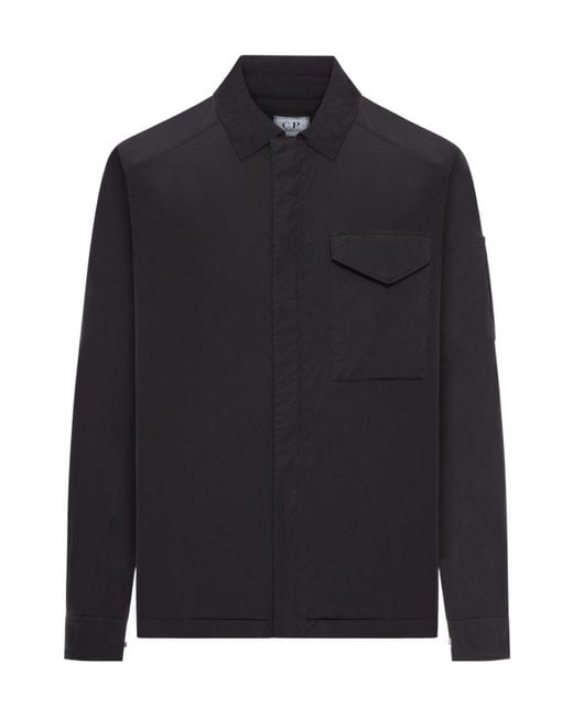 C P Company Blue Chrome-R Lens Zipped Overshirt for men