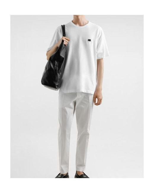 Dolce & Gabbana White Logo Tag Crewneck T-Shirt for men