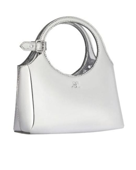 Courreges White Courrèges Mini Holy Logo Embossed Shoulder Bag