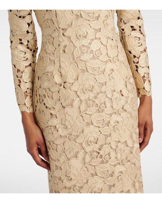 Oscar de la Renta Natural Floral Lace Gown
