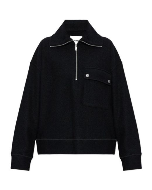 Jil Sander Black Half-Zip Sweatshirt