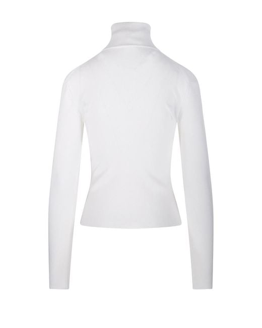 Courreges White Courrèges Zipped Mock Neck Jumper
