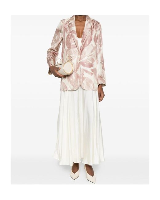 Alysi Natural Printed Collared Jacket