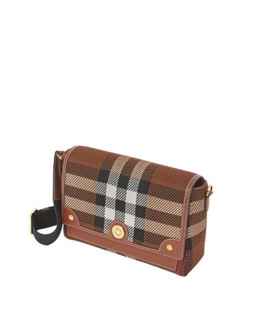Burberry Brown Note Knitted Check Pattern Crossbody Bag