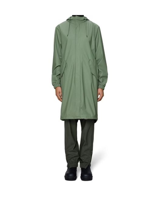 Rains Green Hooded Waterproof Jacket
