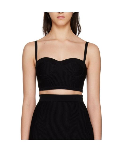 McQueen Black Cut Out Strapped Top