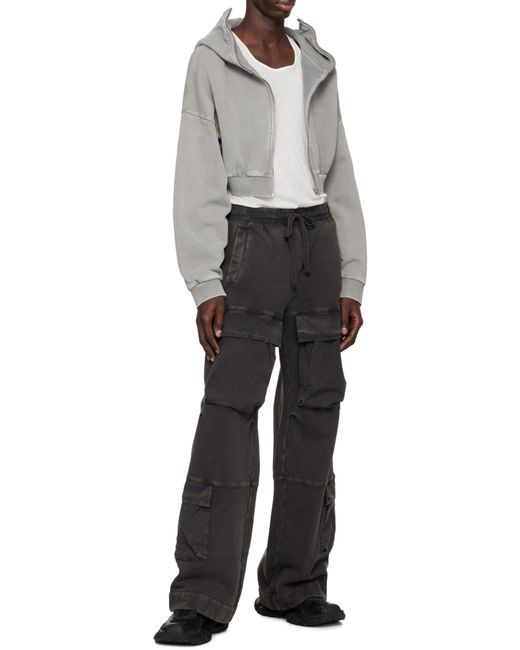 Entire studios Black Utility Wide-Leg Cargo Track Trousers for men