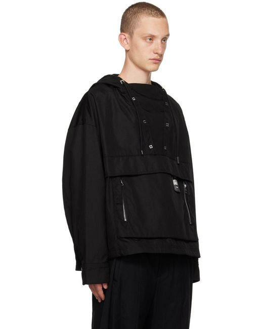Wooyoungmi Black Hooded Long-Sleeved Casual Jacket for men