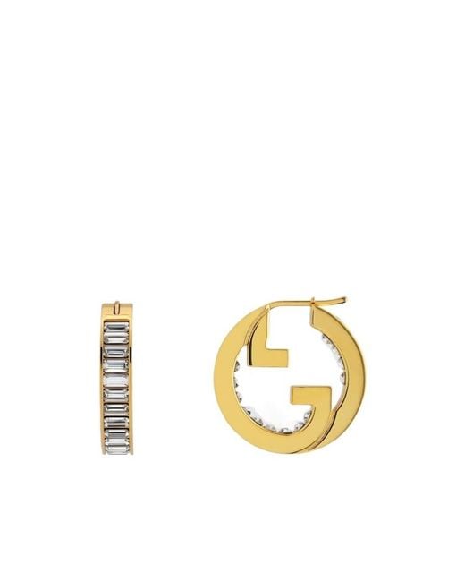 Gucci Metallic Blondie Crystal Hoop Earrings