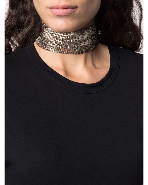 Rabanne White Logo-Engraved Mesh Choker