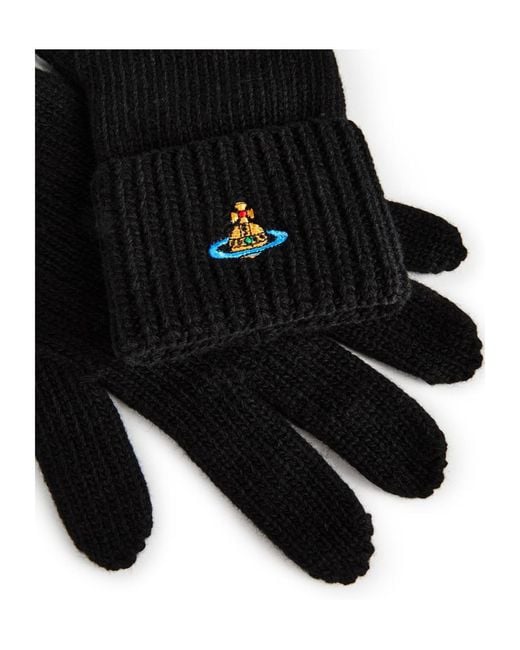 Vivienne Westwood Black Orb Knitted Gloves for men